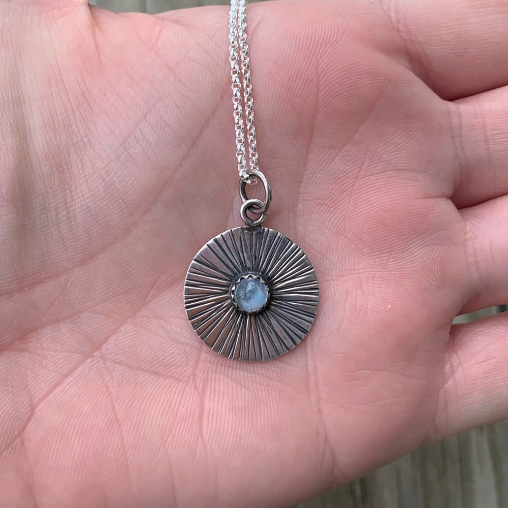 Sterling Silver Moonstone Rays Necklace - Picture 2 of 4